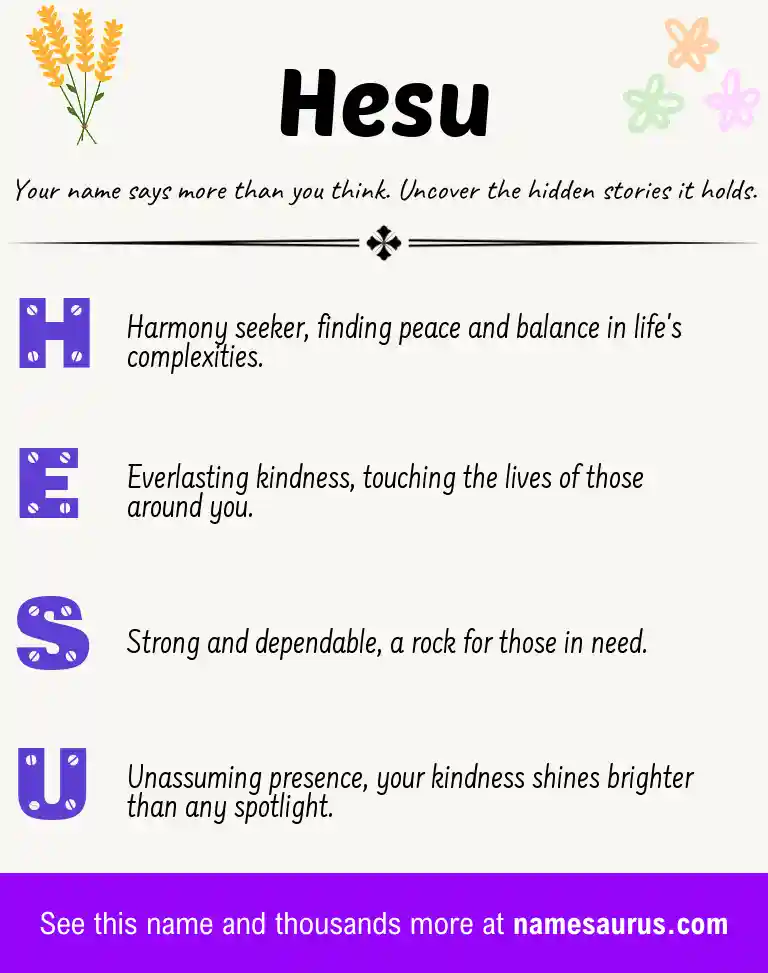 Acrostic poem about Hesu.