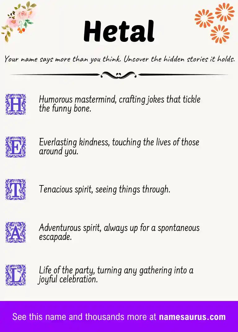 Acrostic poem about Hetal.