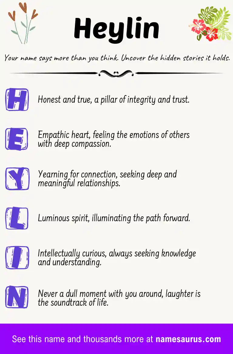 Acrostic poem about Heylin.