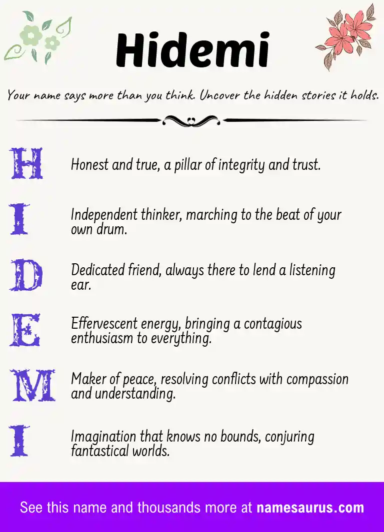 Acrostic poem about Hidemi.