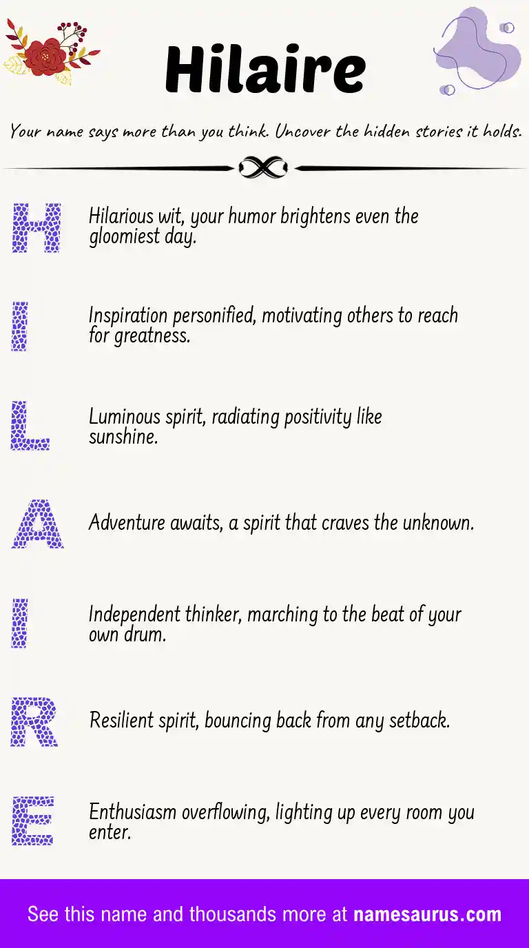 Acrostic poem about Hilaire.