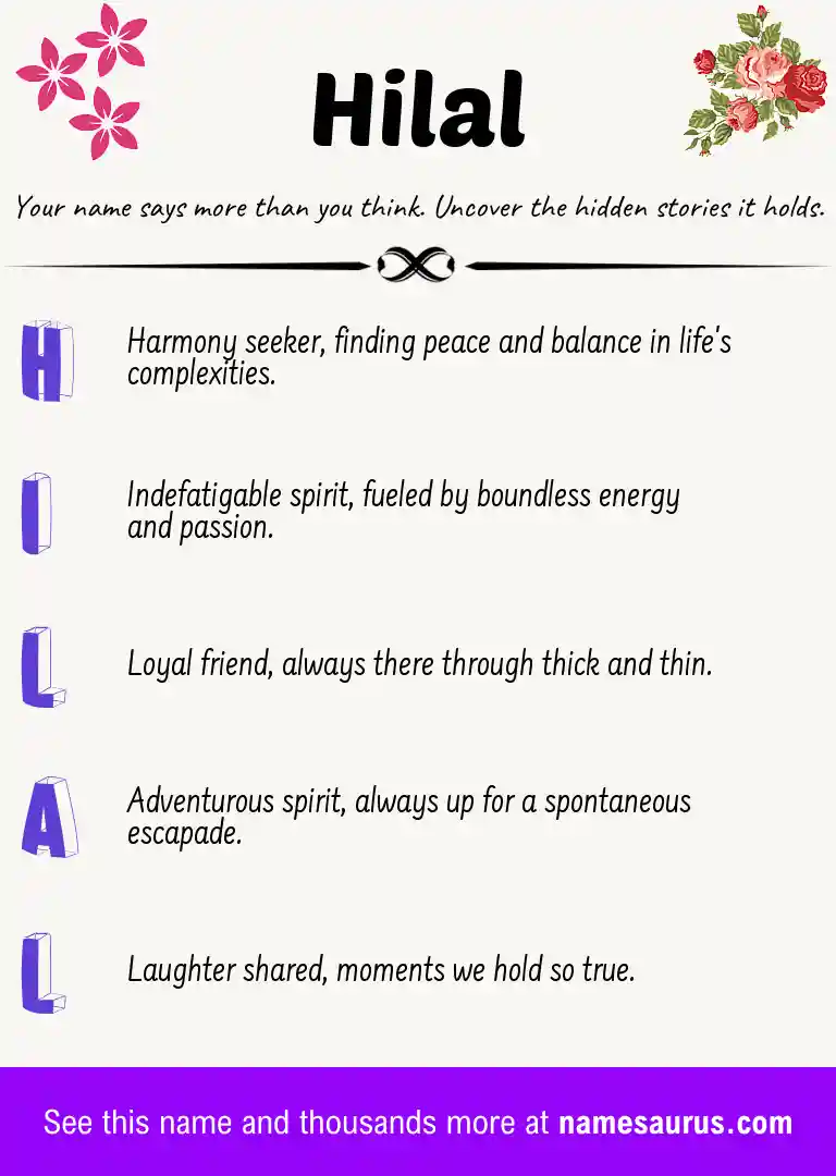 Acrostic poem about Hilal.