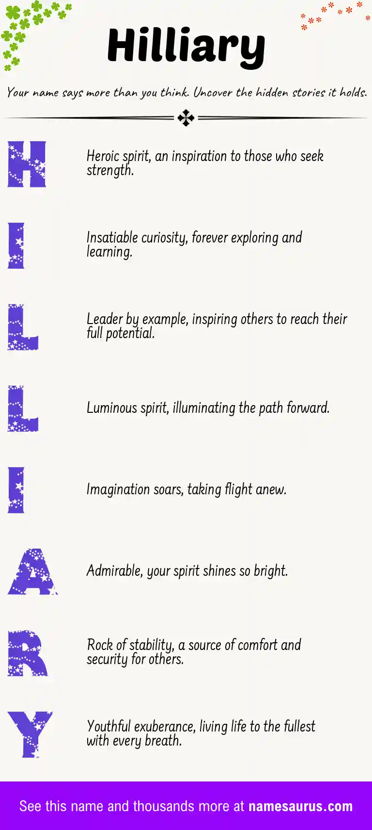 Acrostic poem about Hilliary.