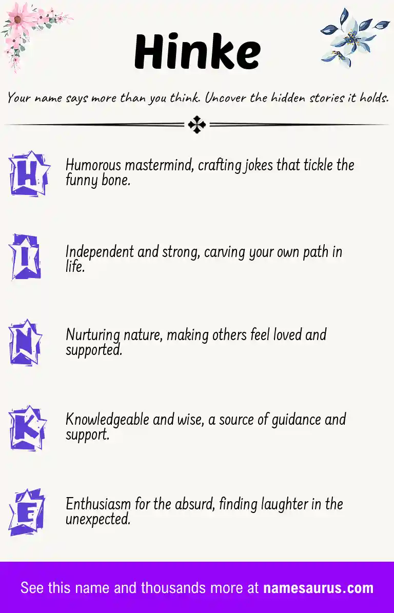 Acrostic poem about Hinke.