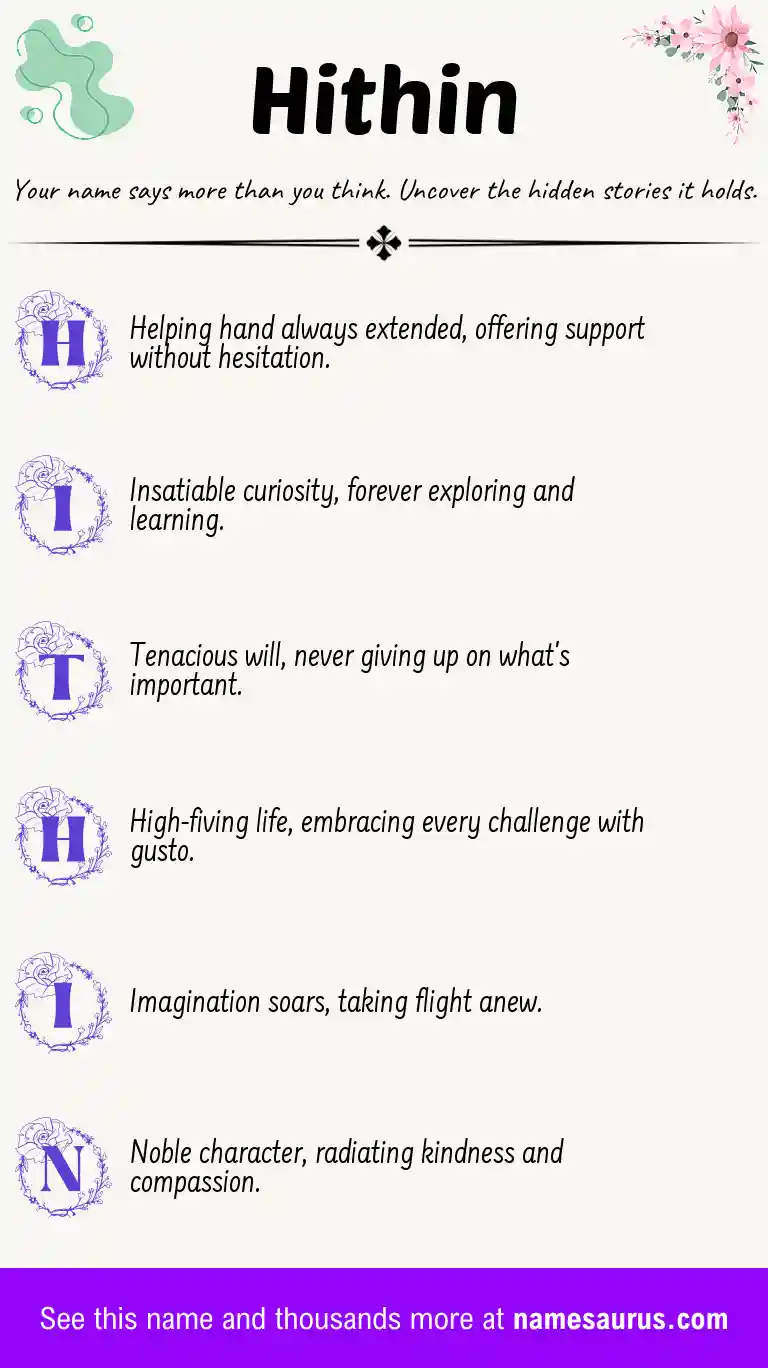 Acrostic poem about Hithin.