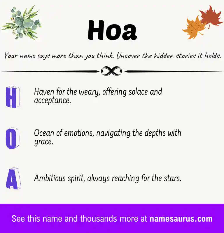 Acrostic poem about Hoa.