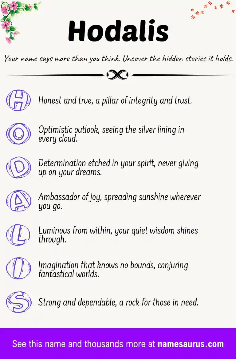 Acrostic poem about Hodalis.