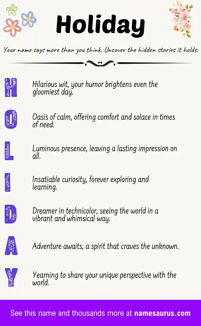 Acrostic poem about Holiday.