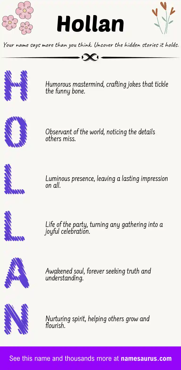 Acrostic poem about Hollan.