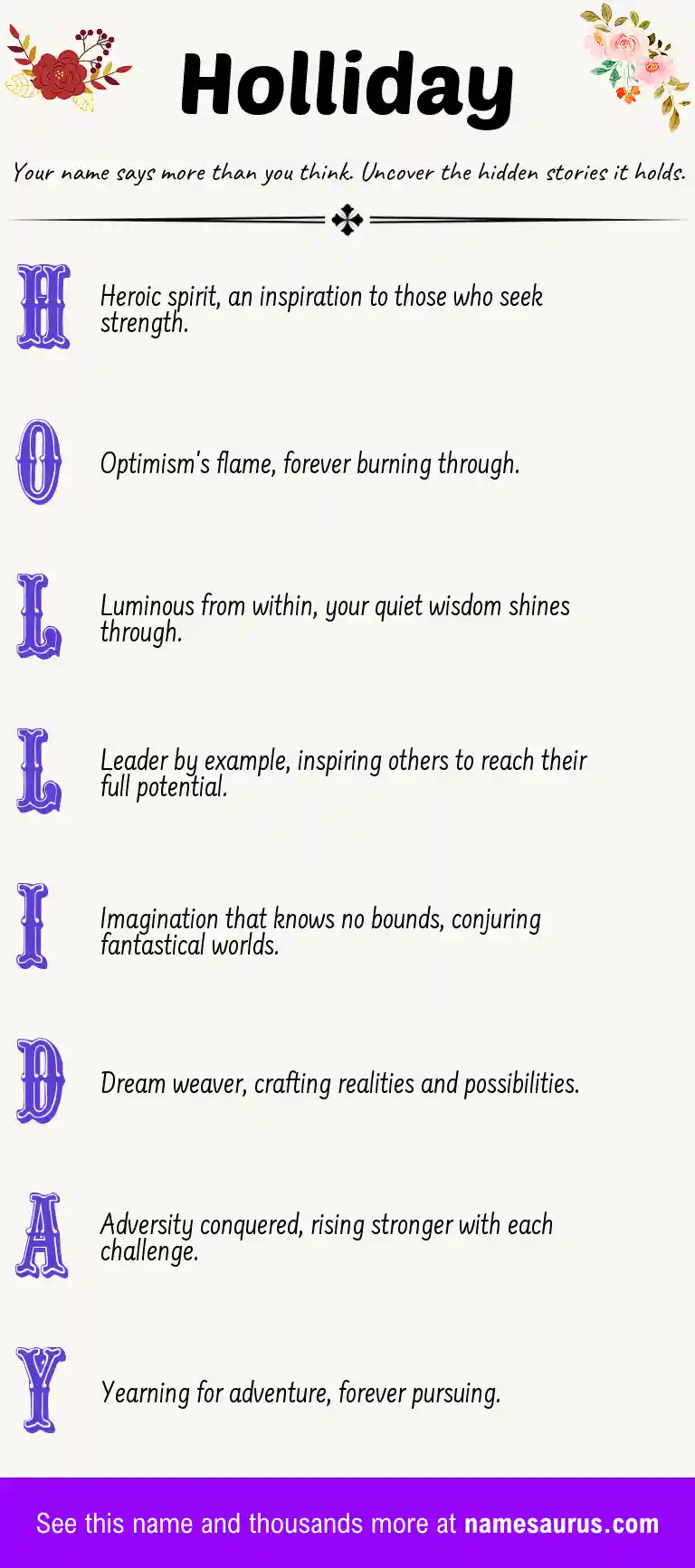 Acrostic poem about Holliday.