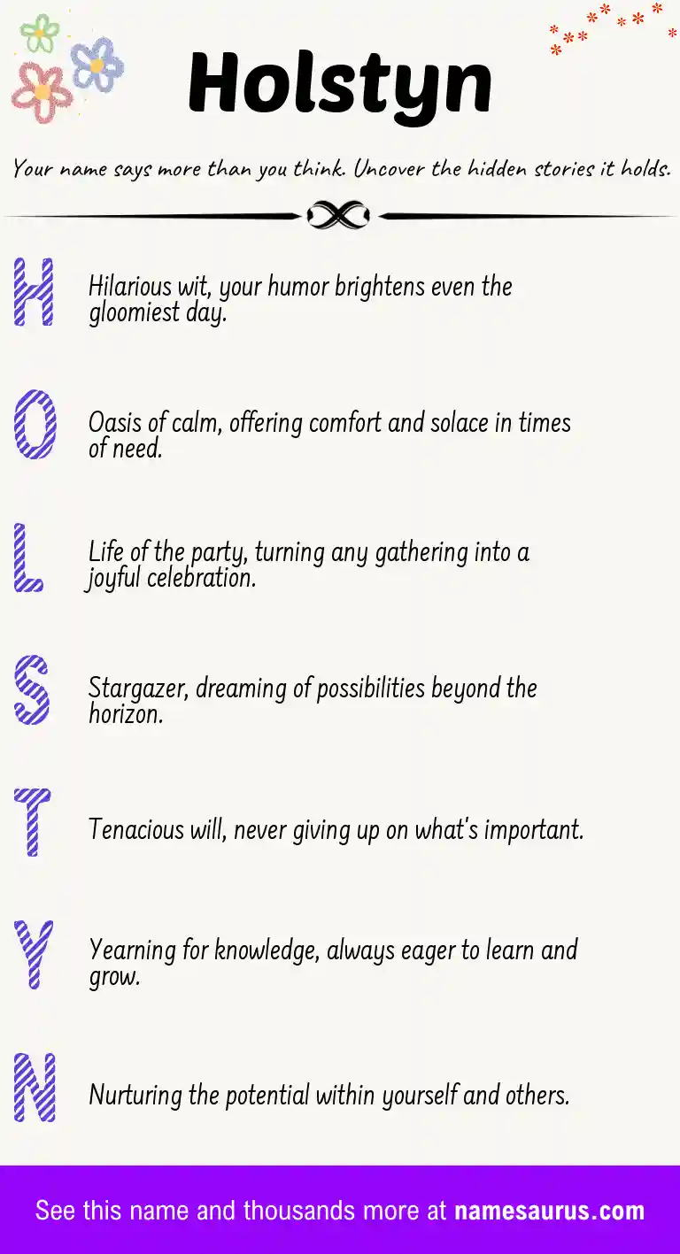 Acrostic poem about Holstyn.