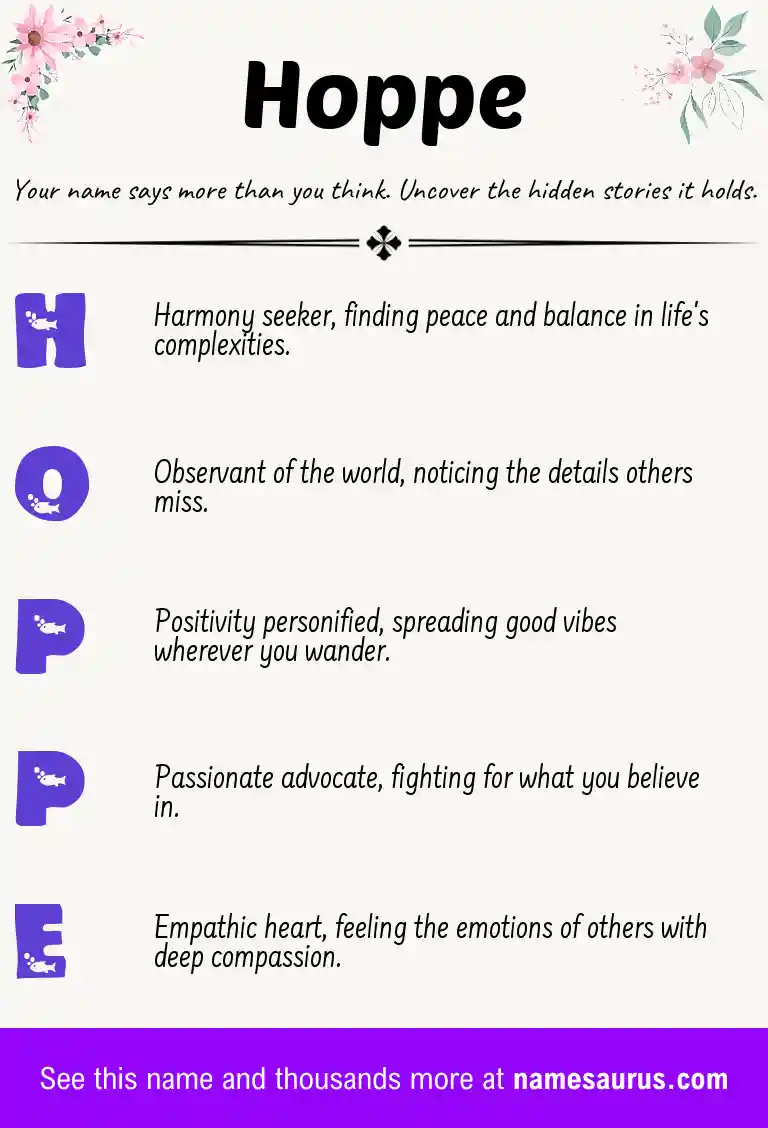 Acrostic poem about Hoppe.