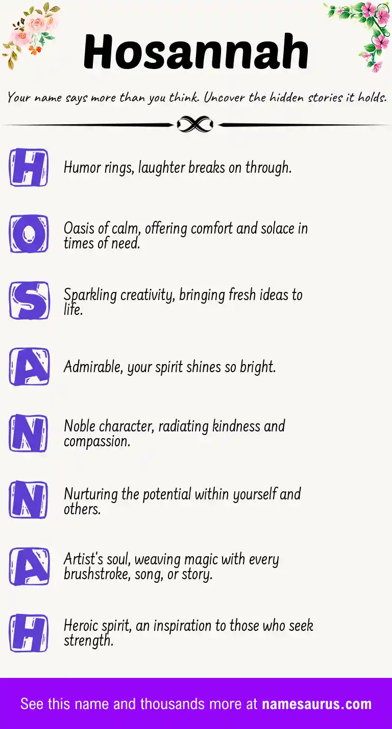 Acrostic poem about Hosannah.