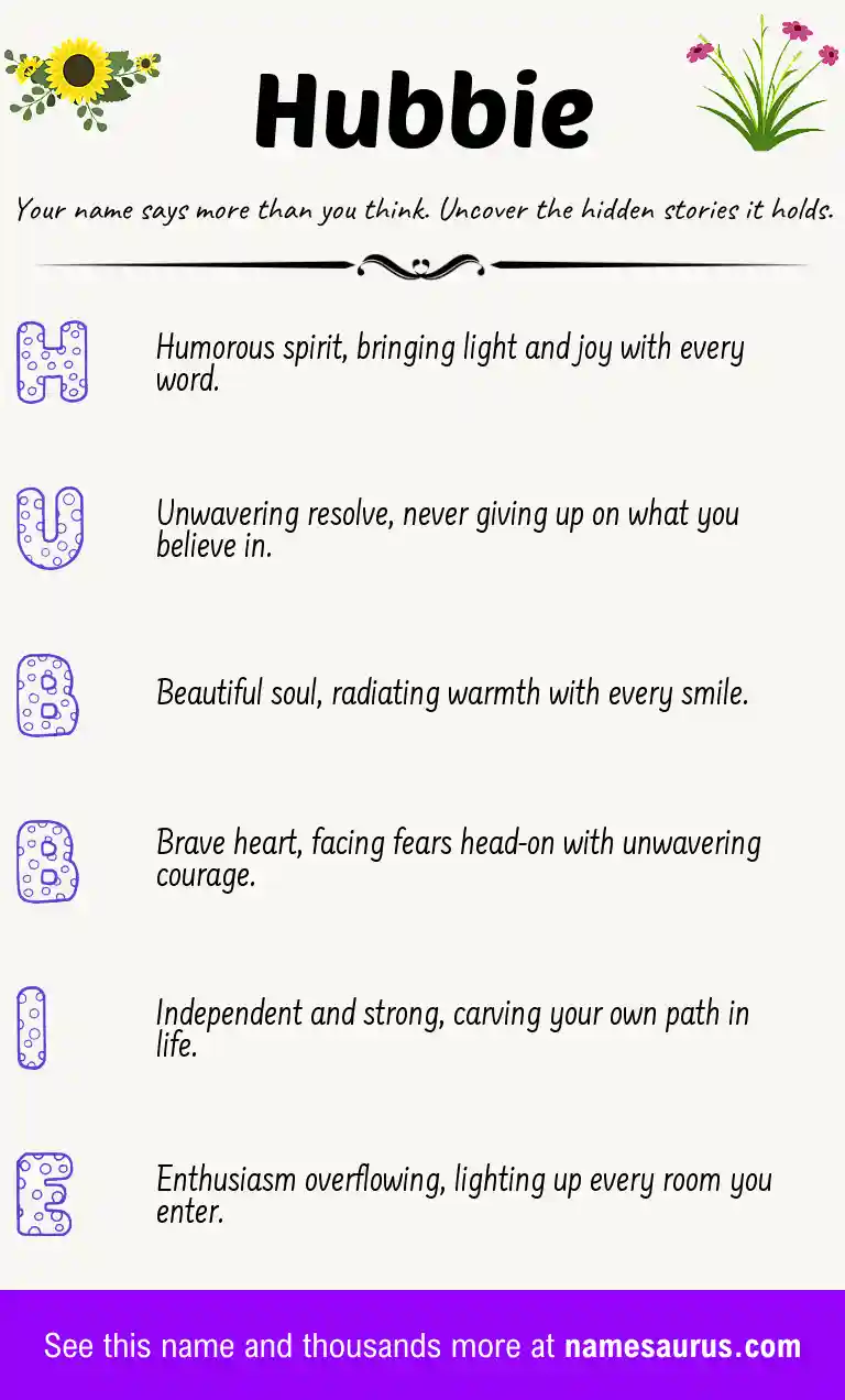 Acrostic poem about Hubbie.