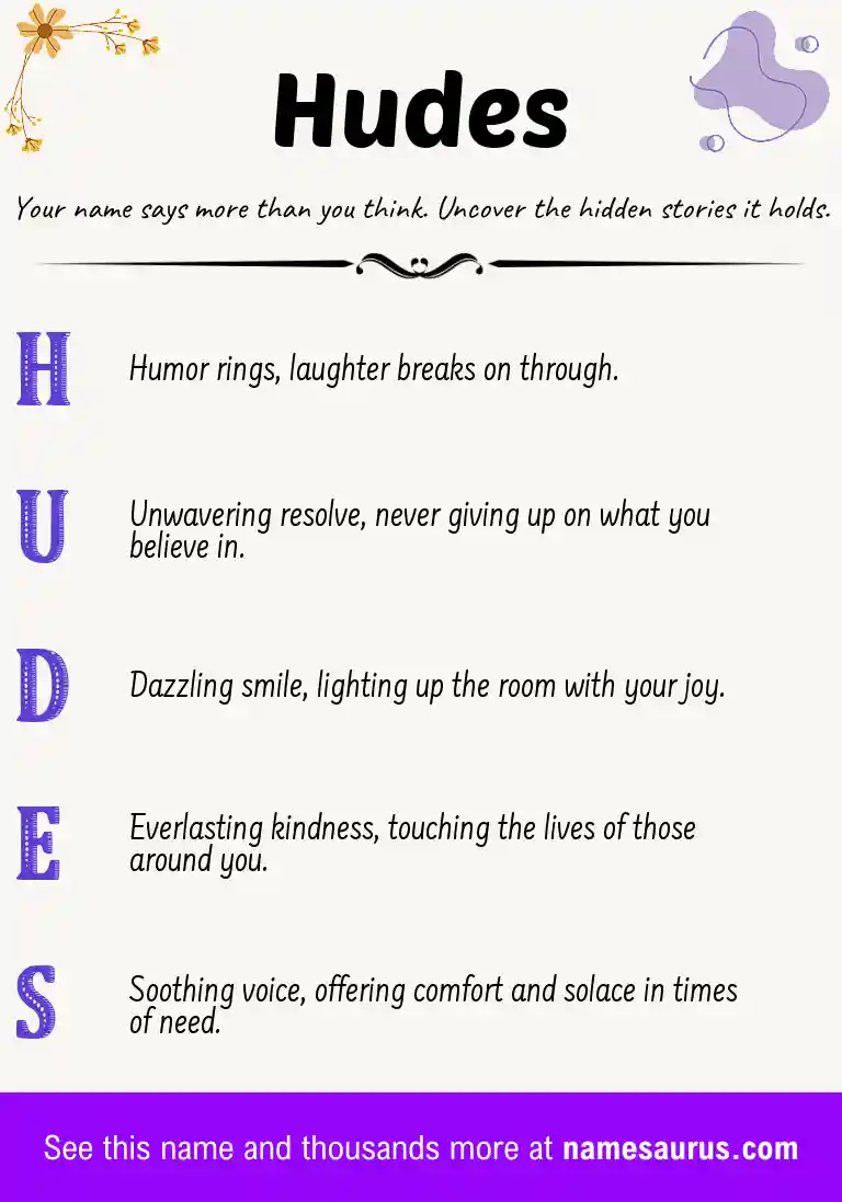 Acrostic poem about Hudes.