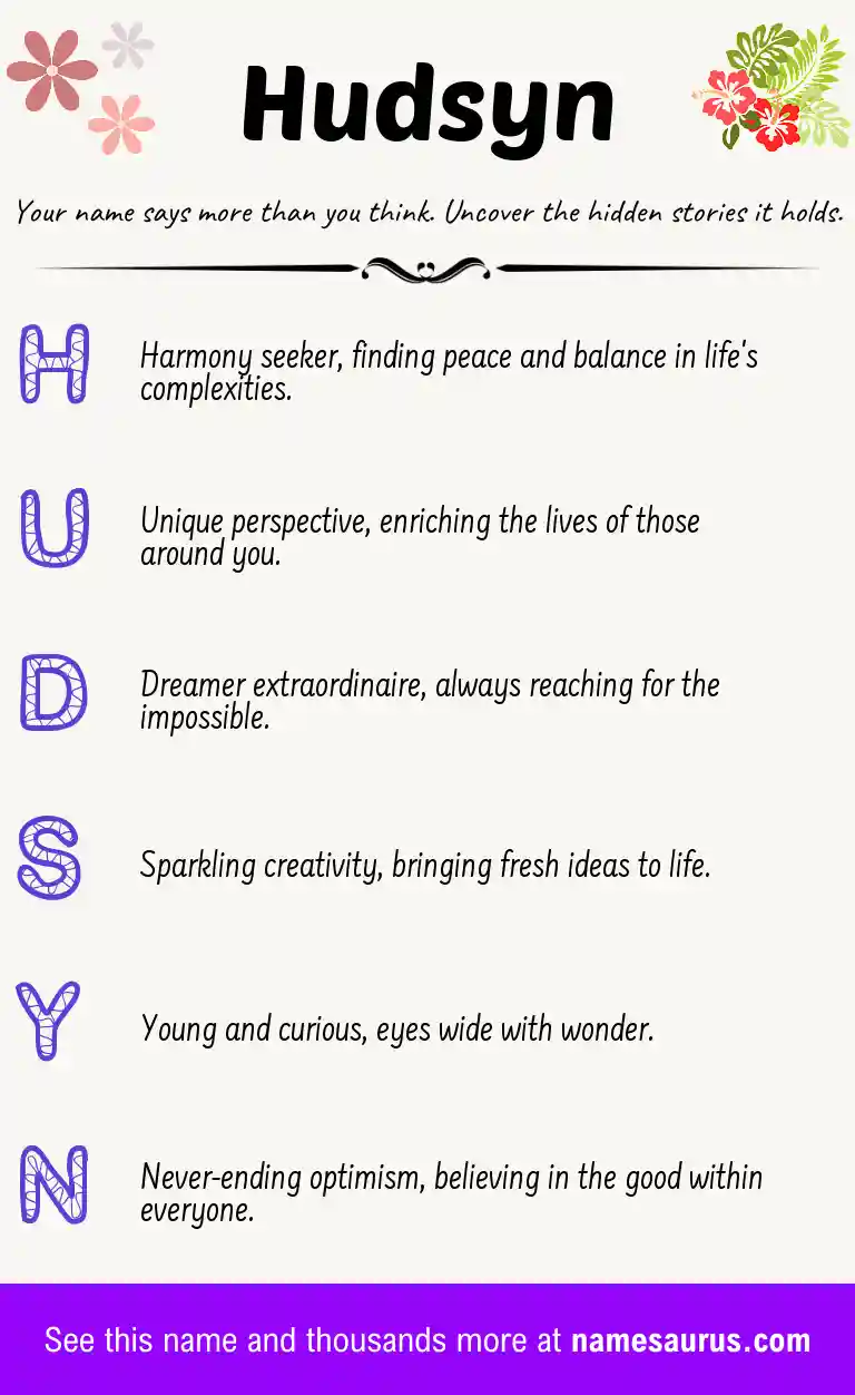Acrostic poem about Hudsyn.