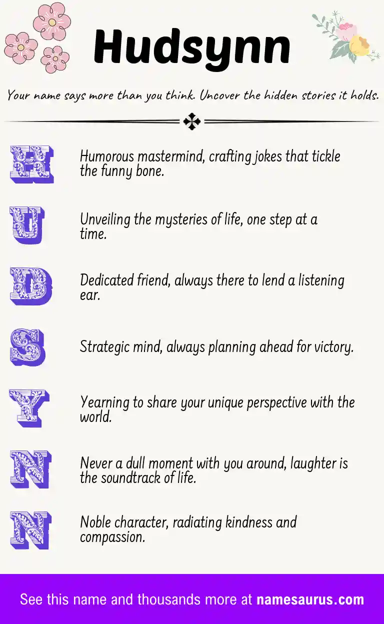 Acrostic poem about Hudsynn.