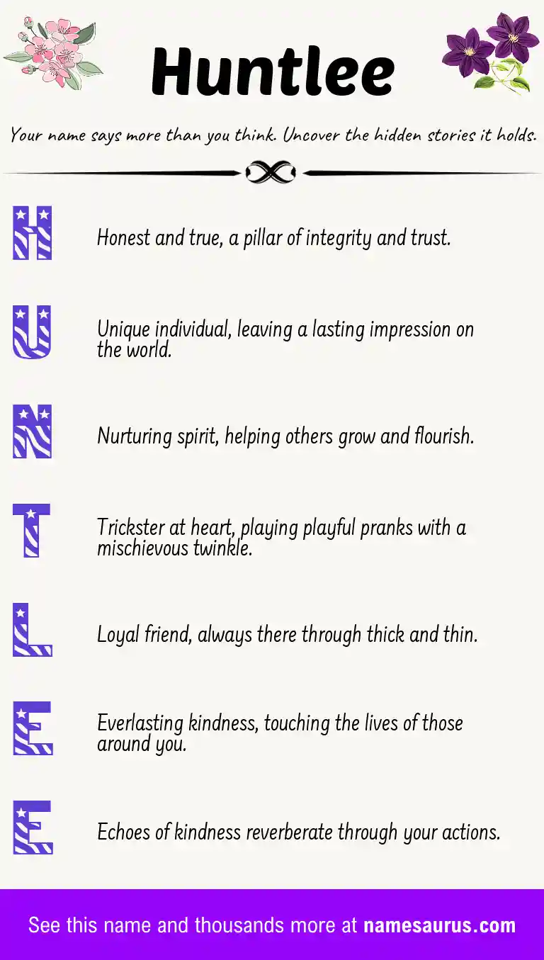 Acrostic poem about Huntlee.