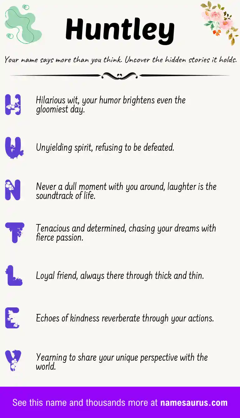 Acrostic poem about Huntley.