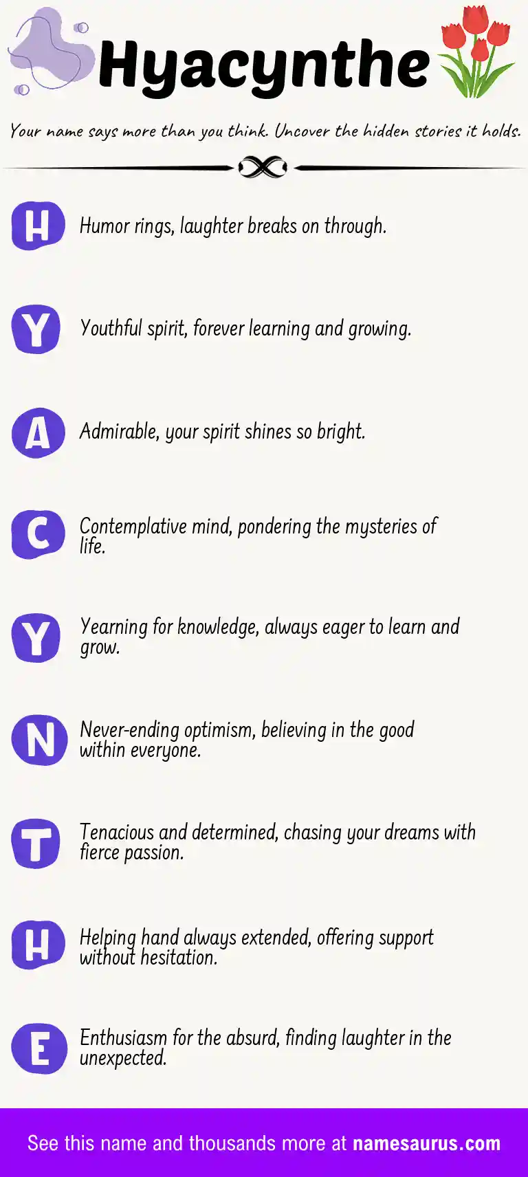 Acrostic poem about Hyacynthe.
