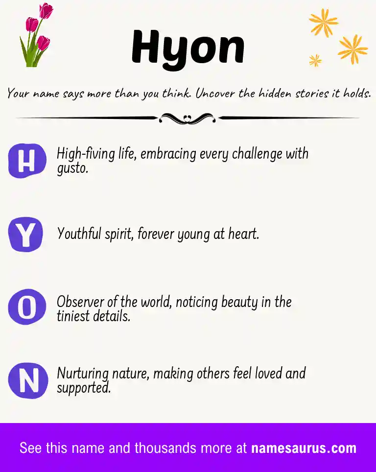 Acrostic poem about Hyon.