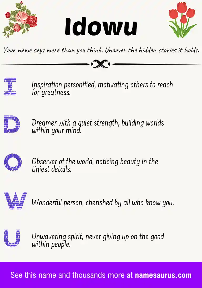 Acrostic poem about Idowu.