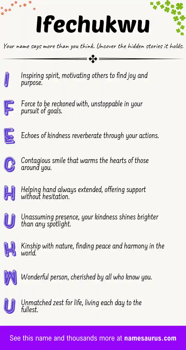 Acrostic poem about Ifechukwu.