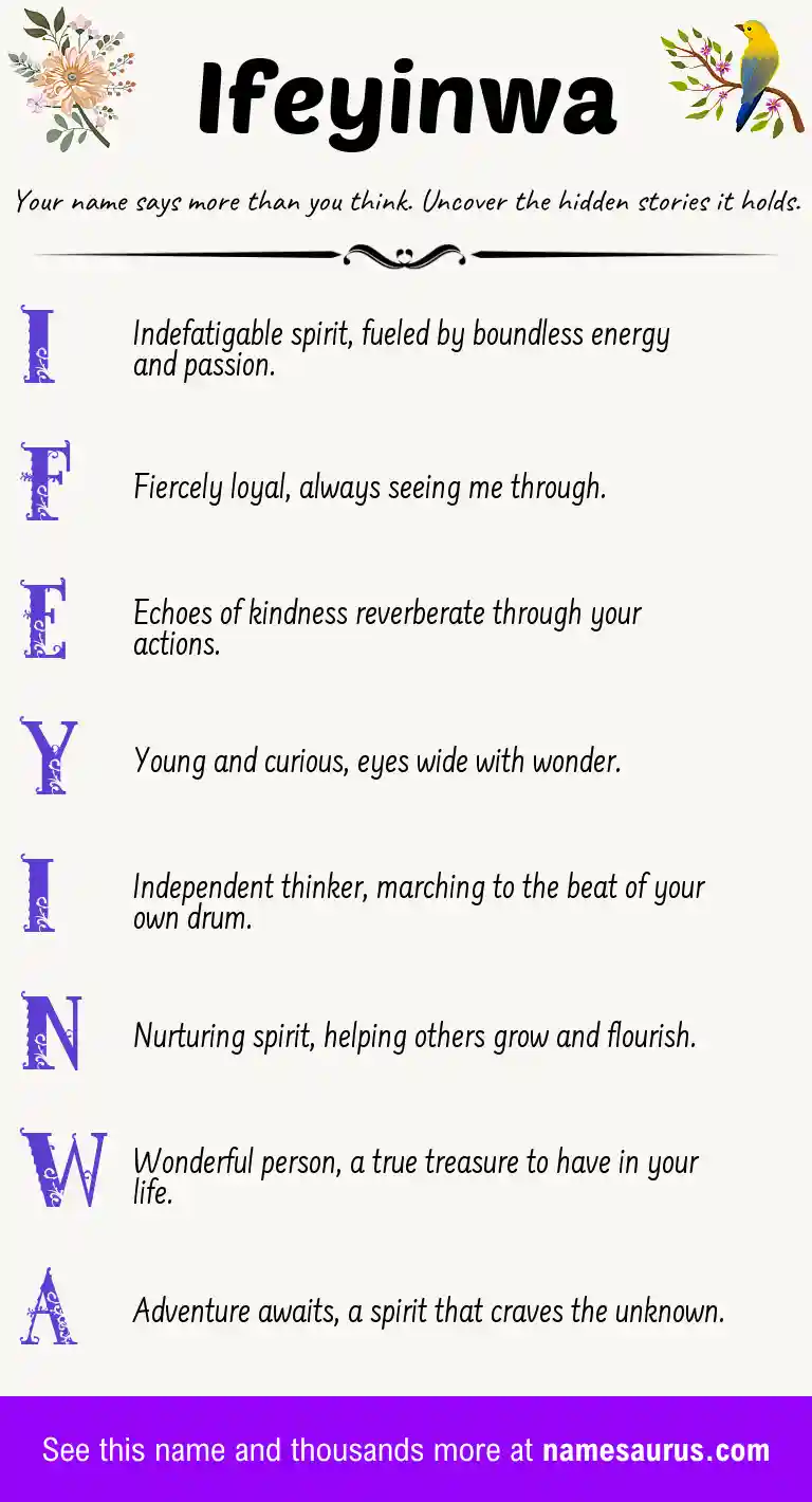 Acrostic poem about Ifeyinwa.