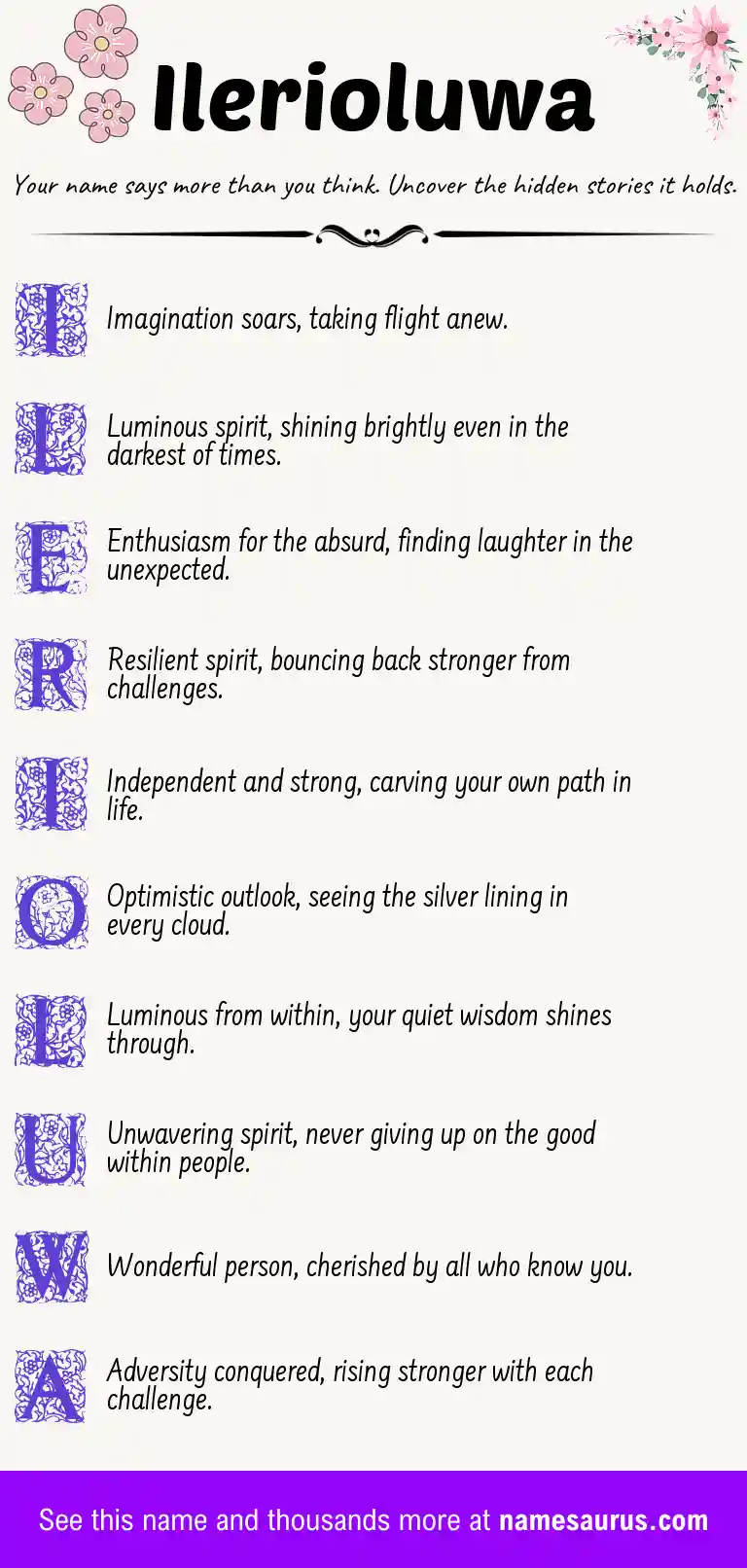 Acrostic poem about Ilerioluwa.