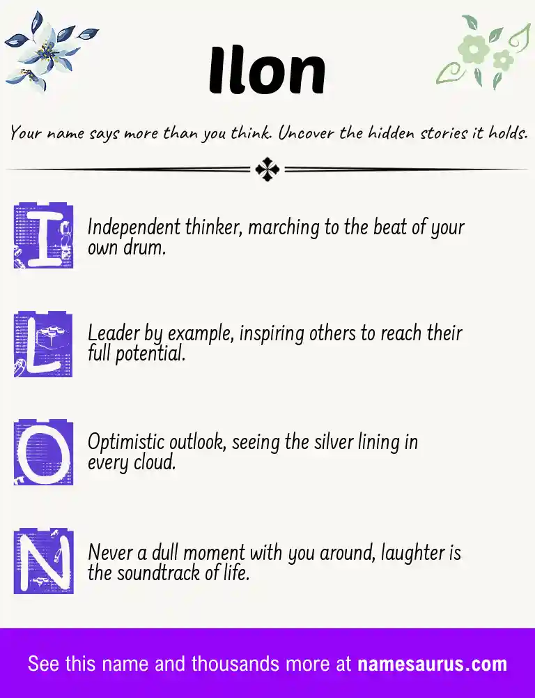 Acrostic poem about Ilon.