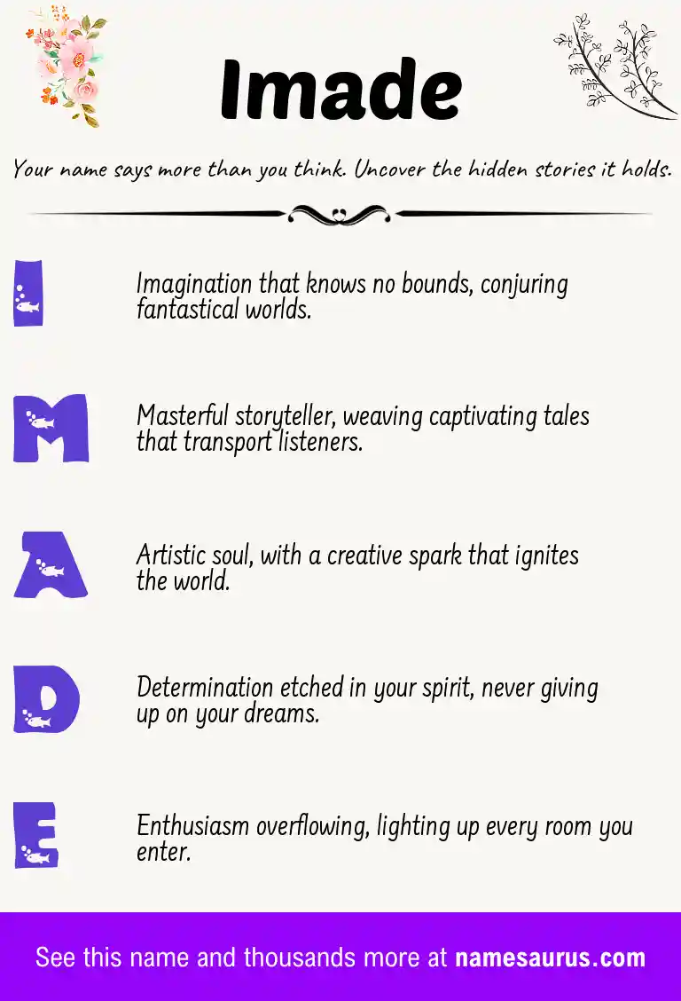 Acrostic poem about Imade.