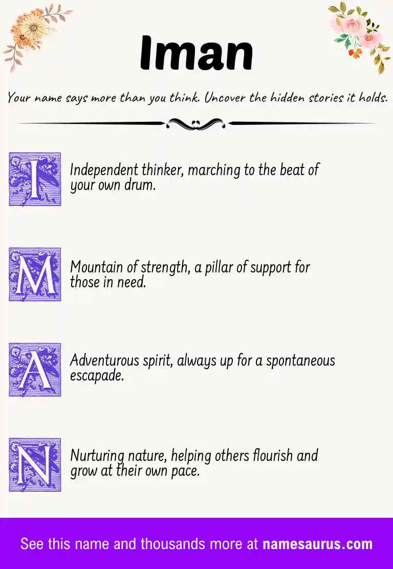 Acrostic poem about Iman.