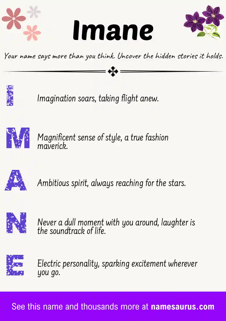 Acrostic poem about Imane.
