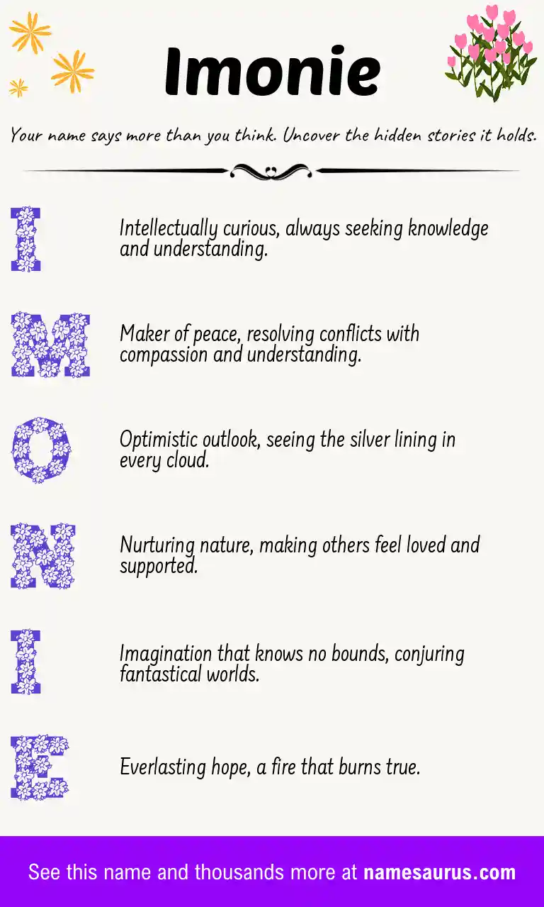 Acrostic poem about Imonie.