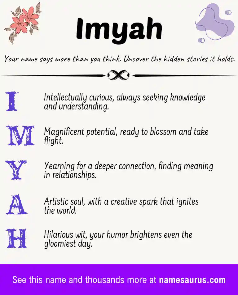 Acrostic poem about Imyah.