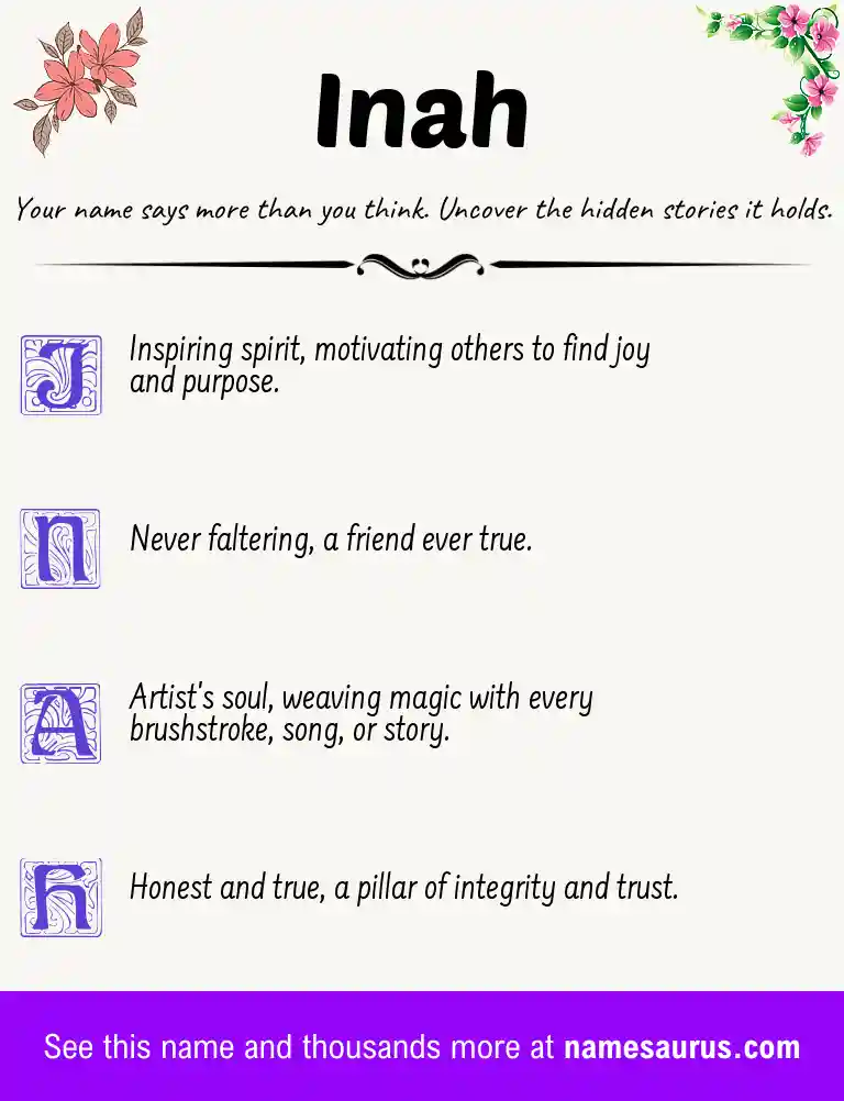 Acrostic poem about Inah.