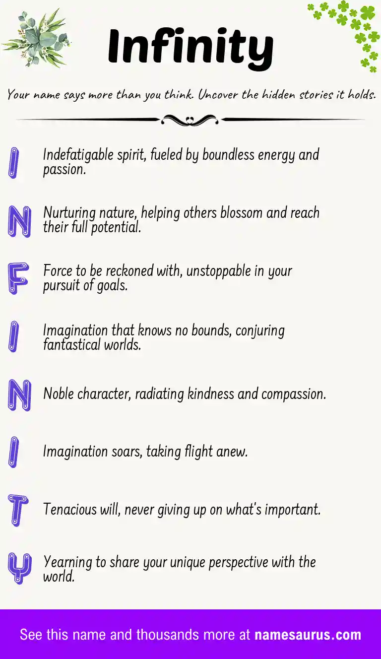 Acrostic poem about Infinity.