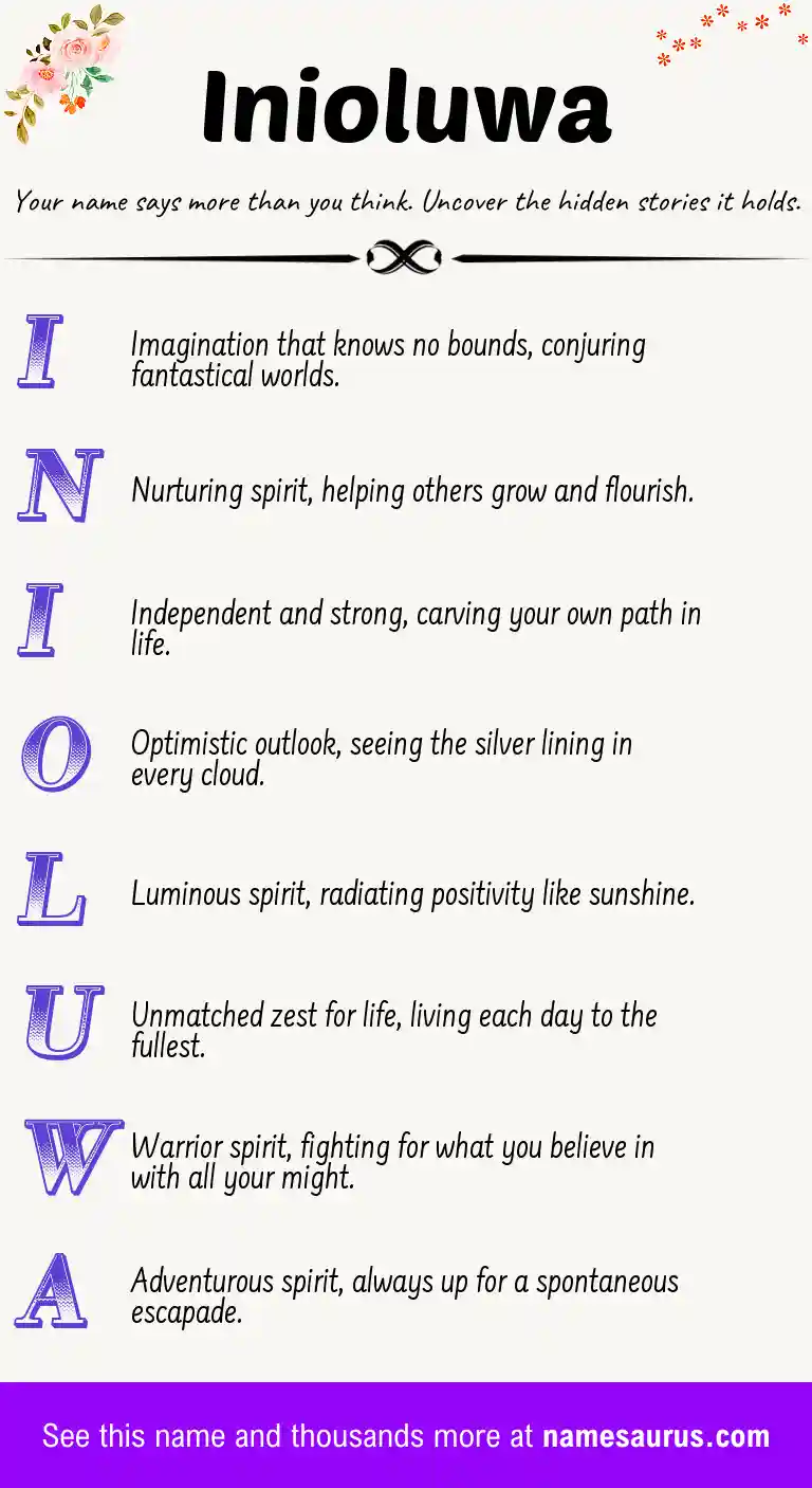 Acrostic poem about Inioluwa.