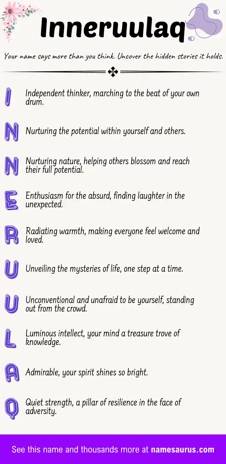 Acrostic poem about Inneruulaq.