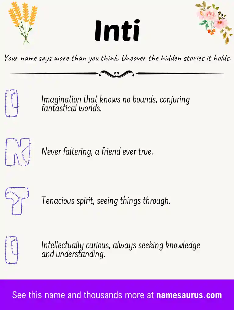 Acrostic poem about Inti.
