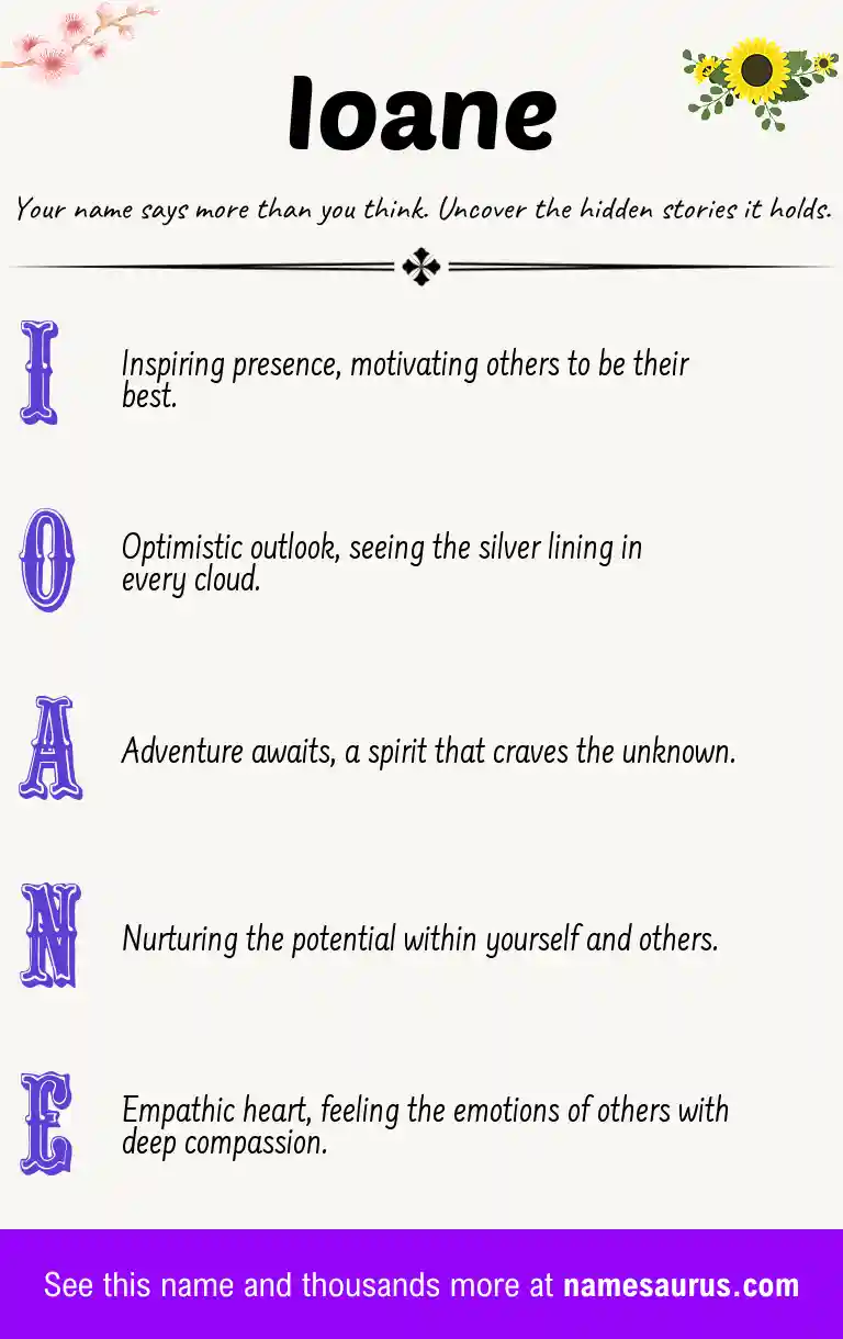 Acrostic poem about Ioane.
