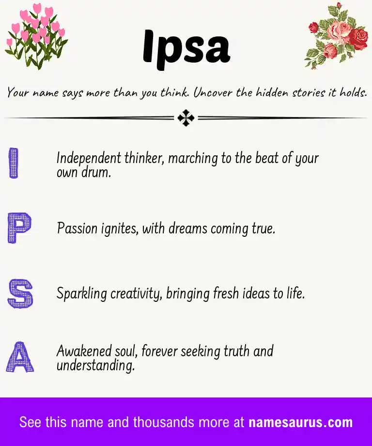 Acrostic poem about Ipsa.