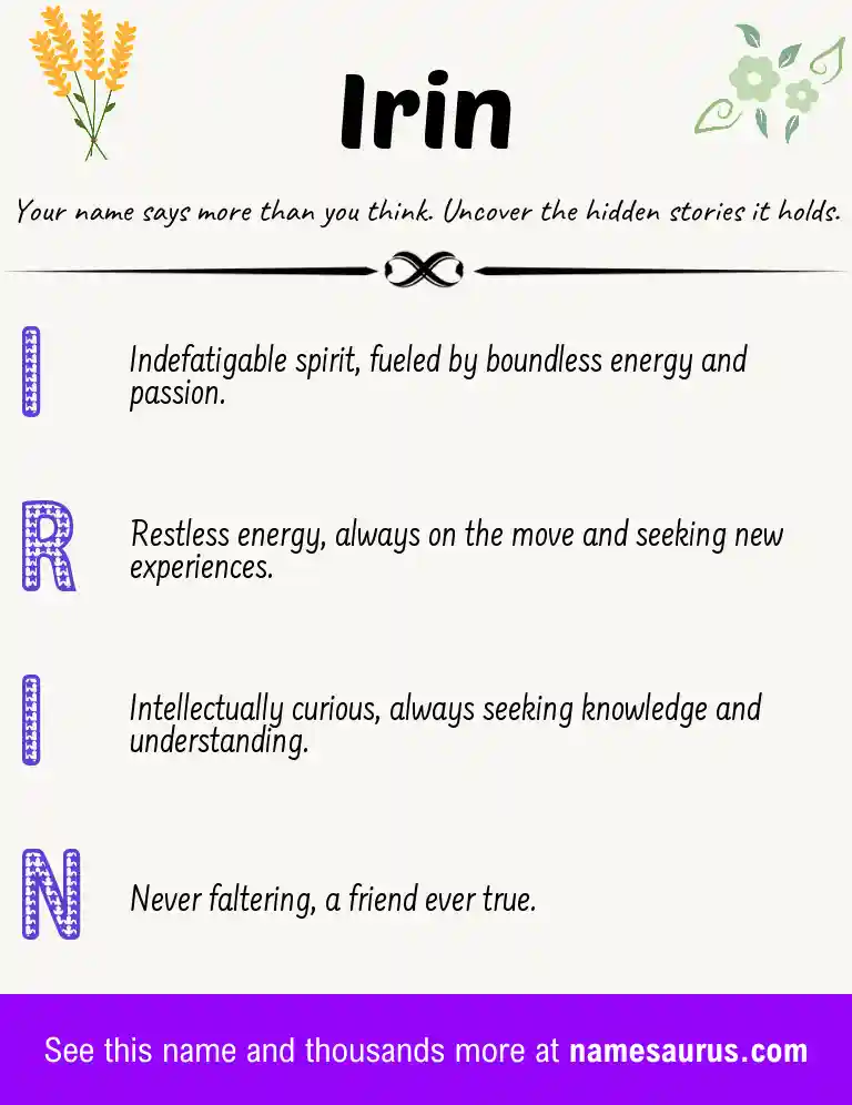 Acrostic poem about Irin.