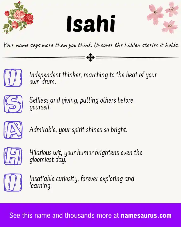 Acrostic poem about Isahi.