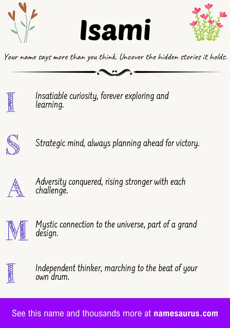 Acrostic poem about Isami.
