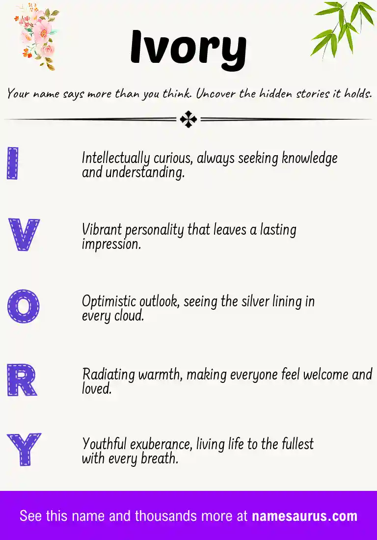 Acrostic poem about Ivory.