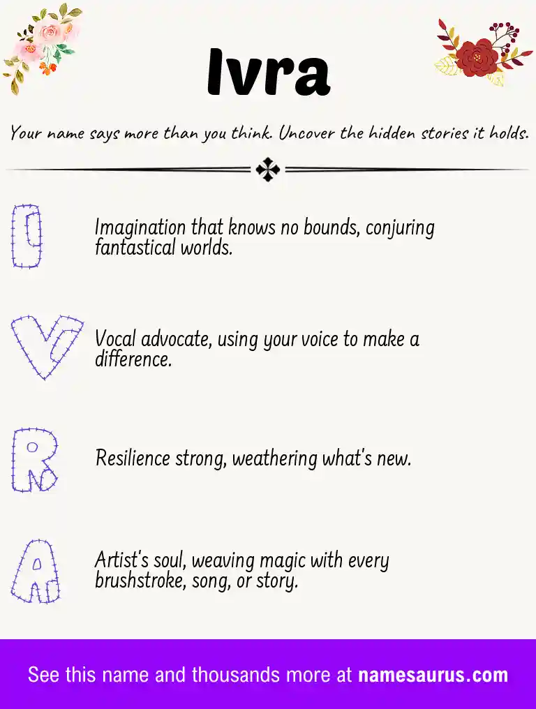 Acrostic poem about Ivra.