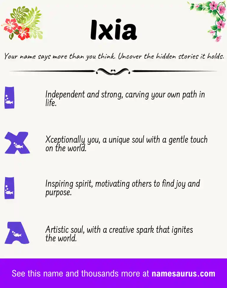 Acrostic poem about Ixia.
