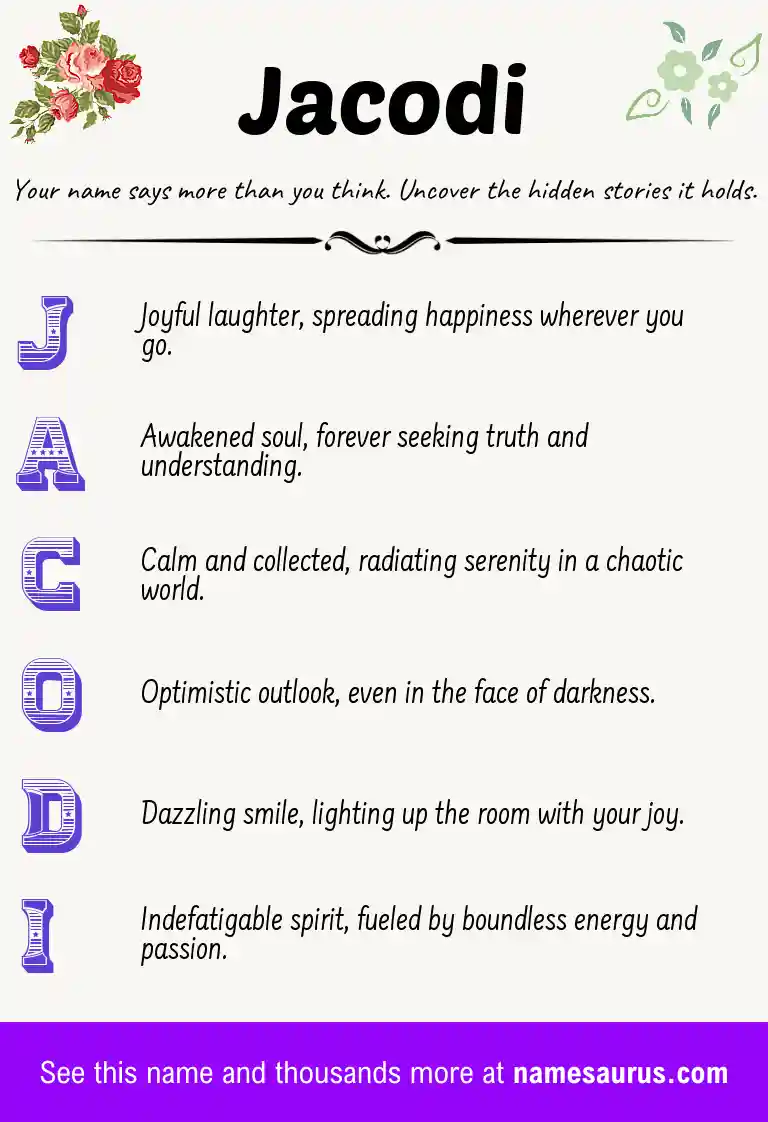 Acrostic poem about Jacodi.