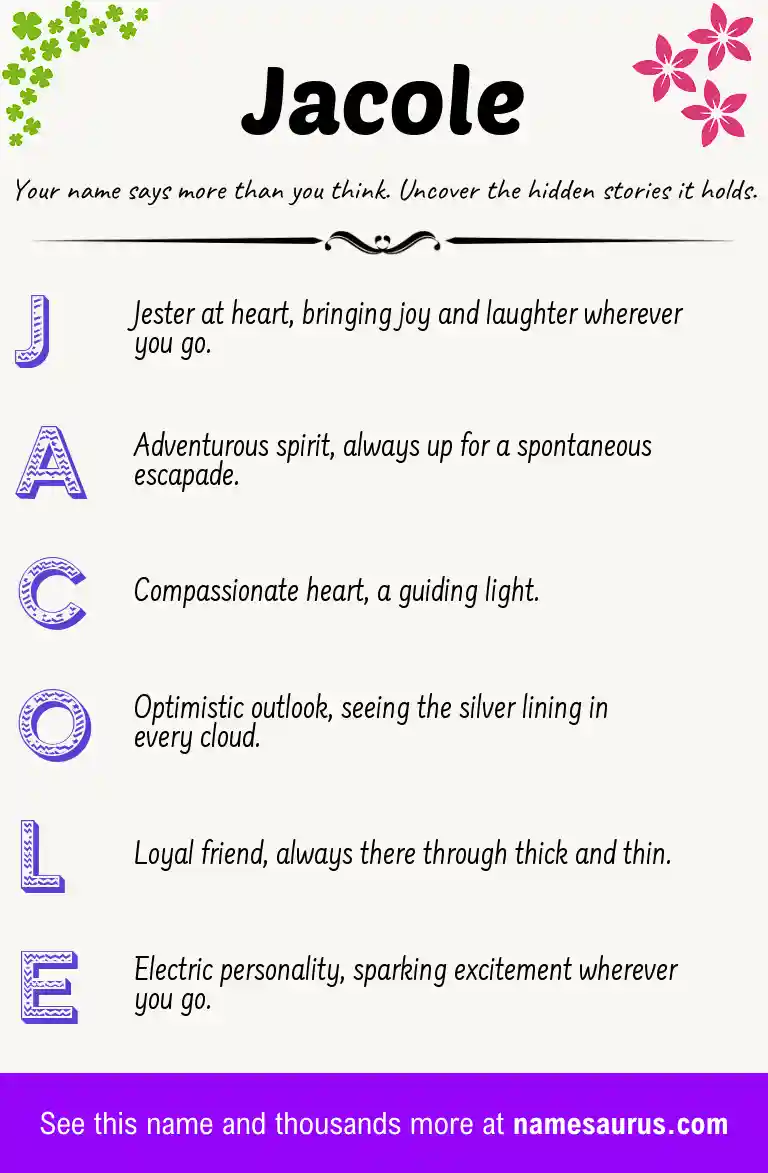 Acrostic poem about Jacole.